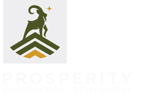 Prosperity CD logo with goat symbol representing growth and success in construction.